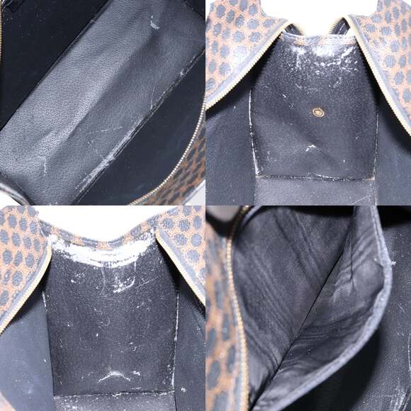 CELINE Macadam Canvas Hand Bag Pvc Leather Black Gold - Picture 12 of 13